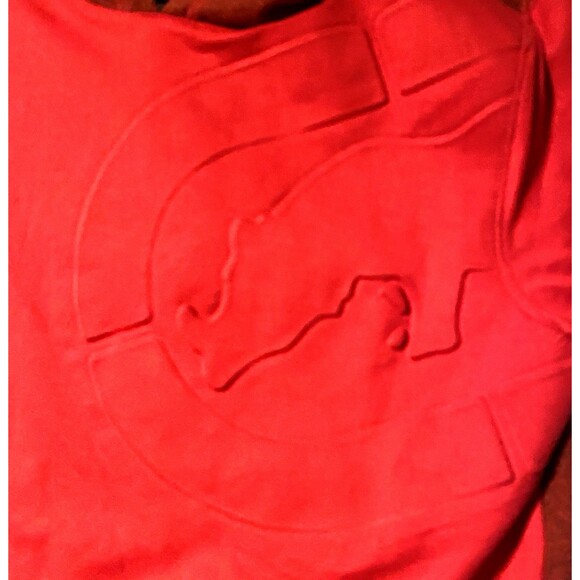 ECKO Unltd. Short Sleeve Hoodie Red Embossed Rhino Small Kangaroo Pocket - Picture 3 of 8